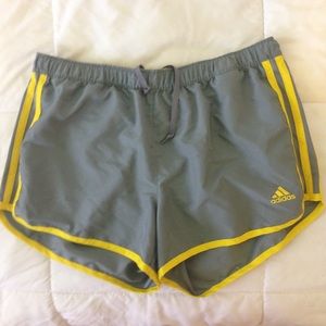 Yellow and gray adidas shorts